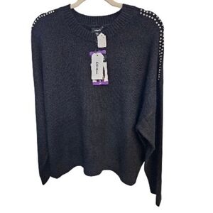 Black Sweater with Studded Shoulders